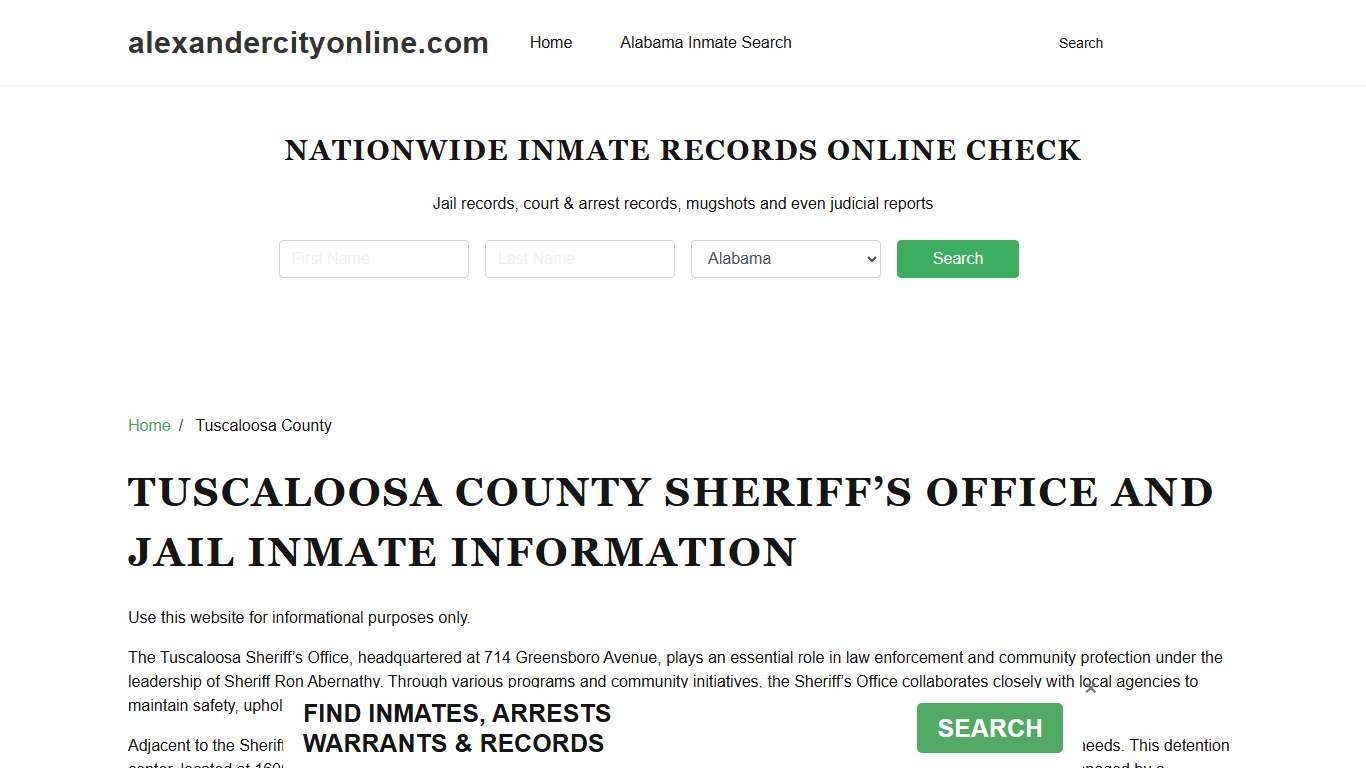 Tuscaloosa County Sheriff, AL, Jail Inmate Search, Recent Arrests