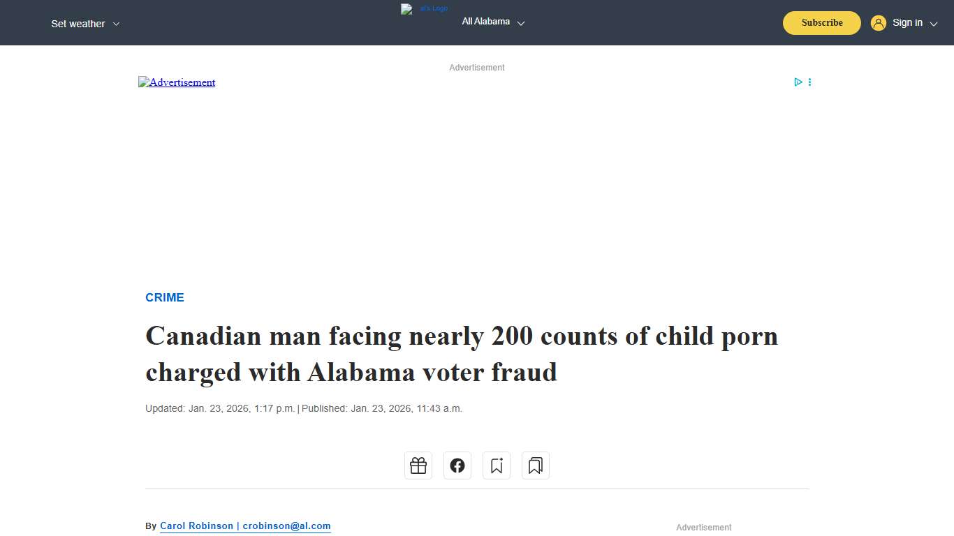 Canadian man facing nearly 200 counts of child porn charged with Alabama voter fraud - al.com